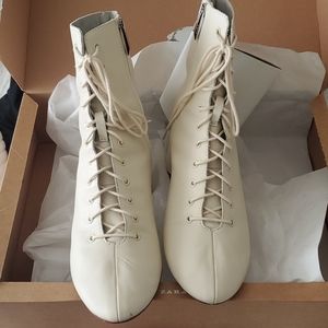 zara cream lace up boots